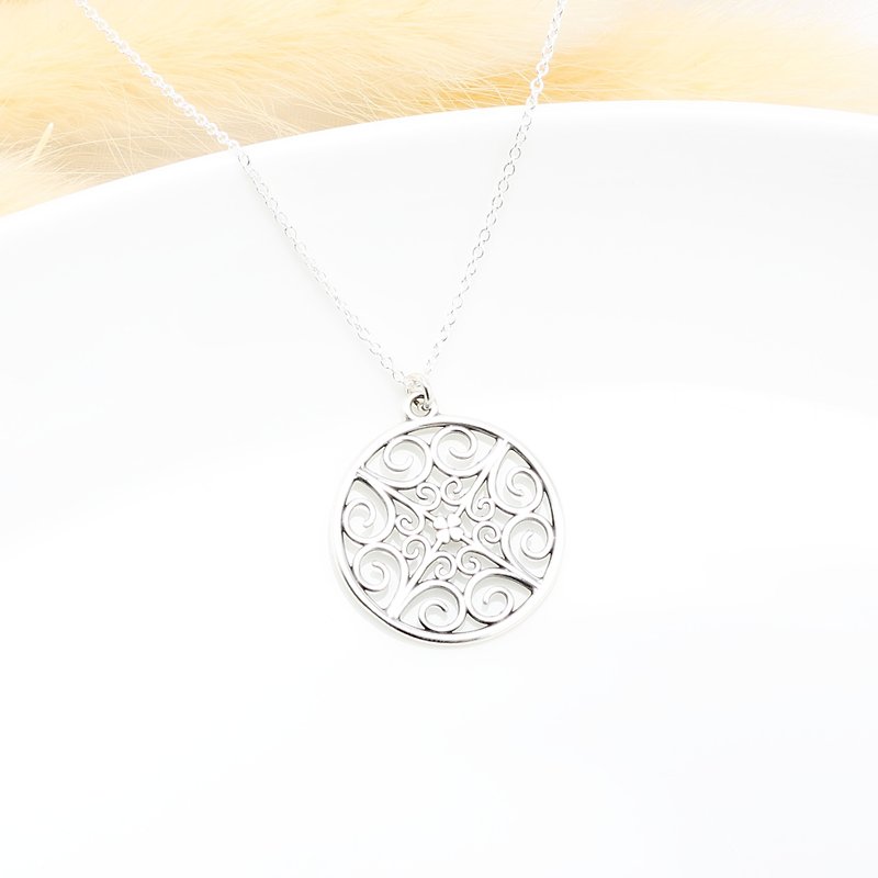 Song of Clover Filigree s925 sterling silver necklace Valentine's Day gift - Collar Necklaces - Sterling Silver Silver