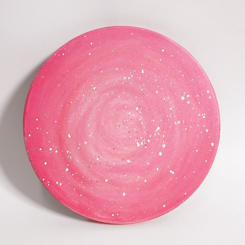 Starry sky hand-painted coaster / pink planet - Coasters - Pottery Pink