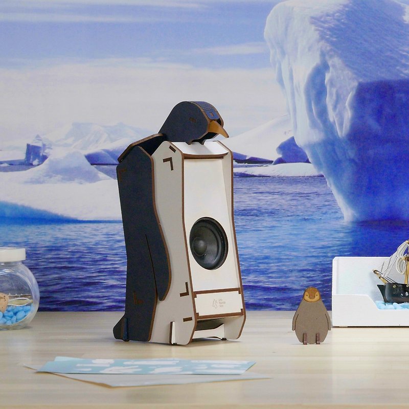 Stereo Puzzle 立體拼圖音響｜極地企鵝（單聲道）（接線版） - 藍牙喇叭/音響 - 木頭 藍色