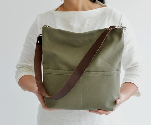 Green shop canvas purse