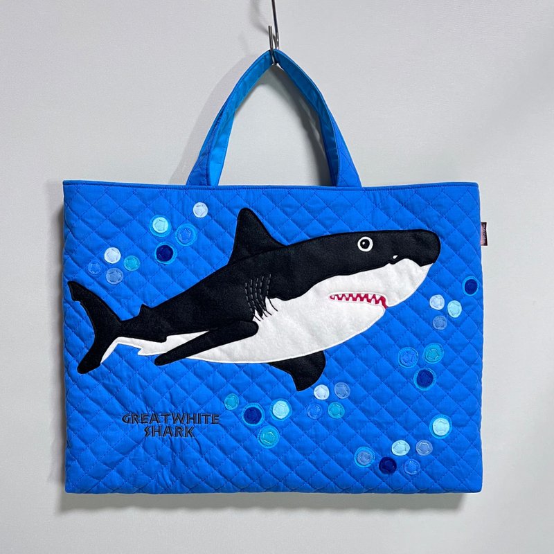 絵本かばん　レッスンバッグ　ホホジロザメ - その他 - コットン・麻 ブルー