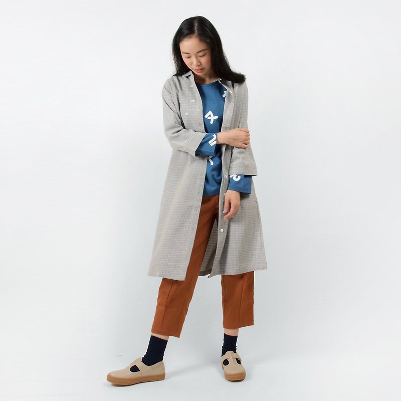 [HEYSUN] digital printing long silk shirt jacket / dress - Women's Shirts - Cotton & Hemp Gray