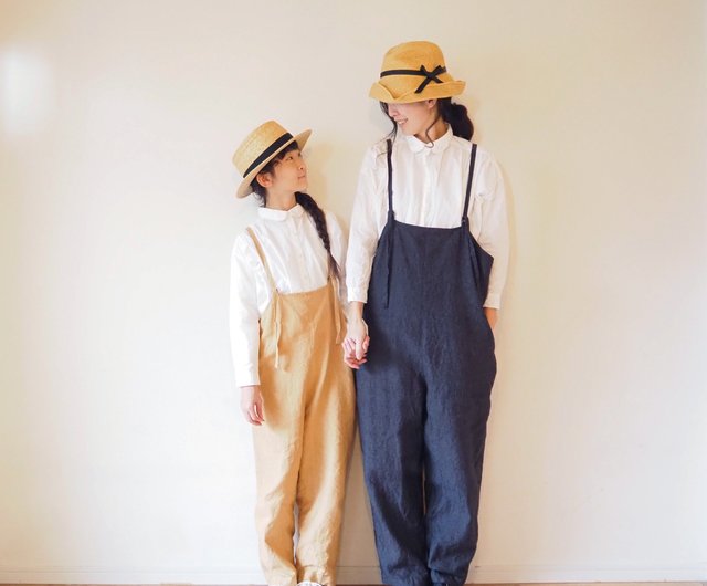 Linen canvas Salopette CAMEL - Shop pongee Overalls & Jumpsuits