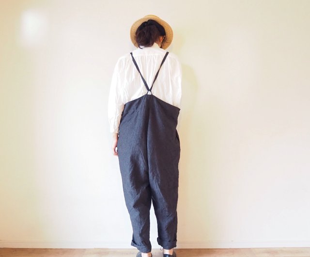 Linen canvas Salopette CAMEL - Shop pongee Overalls & Jumpsuits