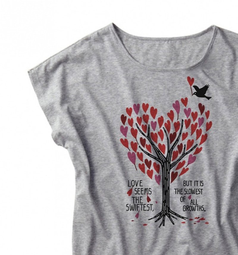 【Caution! Sheer fabric] Heart full tree Dolman T-shirt women ML [order product] - Women's T-Shirts - Cotton & Hemp Gray