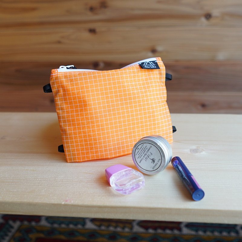 X-Grid・Orange・ちびさこぽS / 超軽量・防水・サコッシュ・ショルダーバッグ・ポーチ・slowhike - 化妝包/收納袋 - 尼龍 橘色