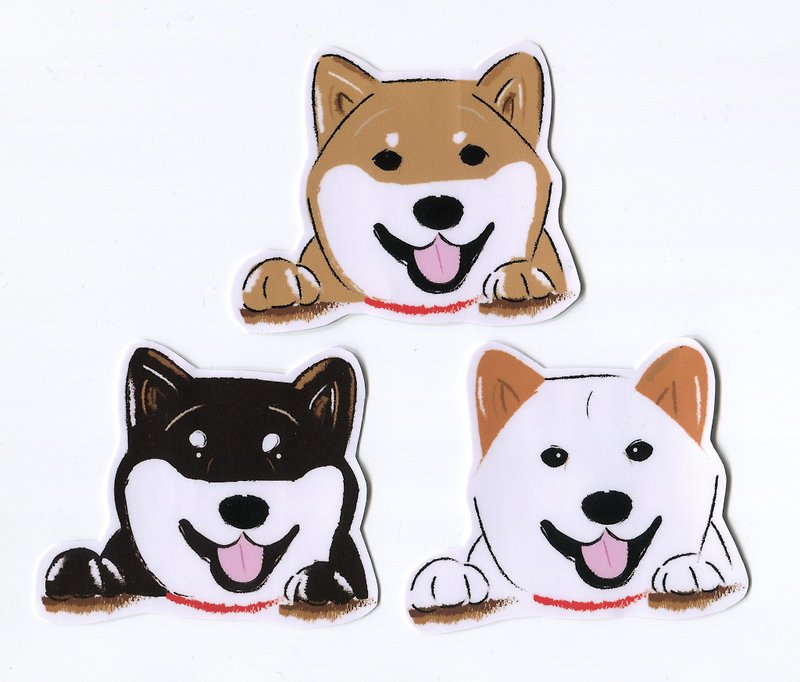 Shiba Inu Large Sticker Set (3 Stickers) Waterproof - สติกเกอร์ - กระดาษ 