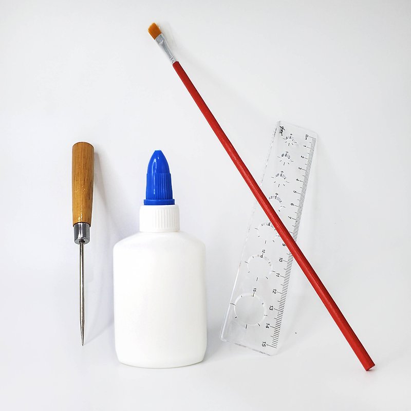 Other Materials Wood - 【Paper Model Basic Kit】White Glue/Glue Brush/Needle Stick/Ruler