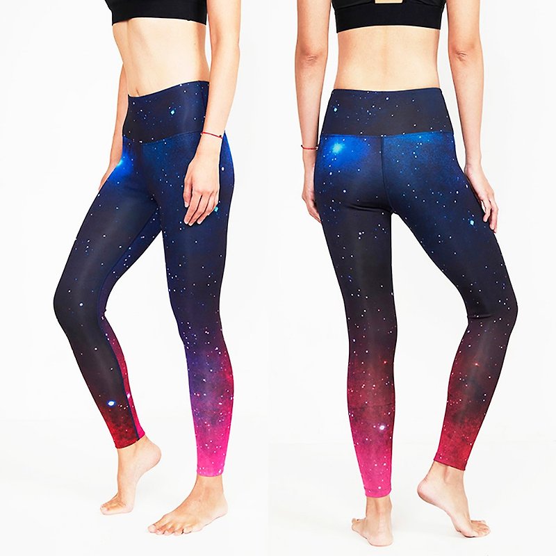 Elasti Women's High Waisted Printed Antibacterial Yoga Pants Leggings-Galaxy - Women's Yoga Apparel - Other Man-Made Fibers Multicolor
