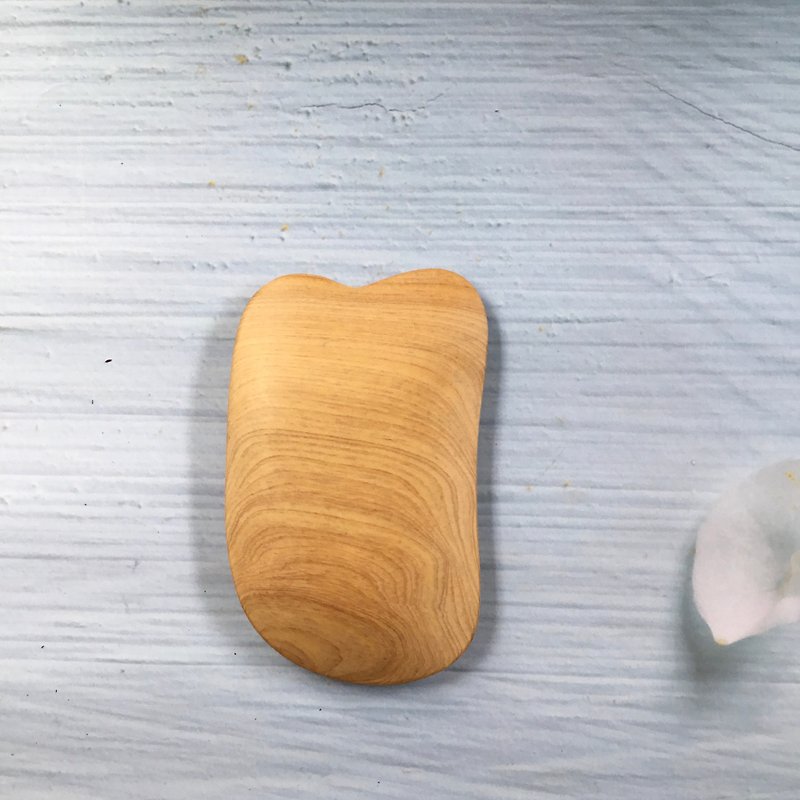 台灣檜木臉部按摩刮痧板 編號F37 - 臉部按摩/清潔工具 - 木頭 咖啡色