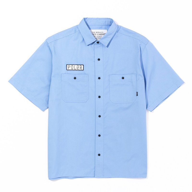 日本限定 POLER RELAX WORK SHIRT 休閒工裝襯衫 短袖襯衫 鋼藍色 - 男襯衫/休閒襯衫 - 其他材質 藍色