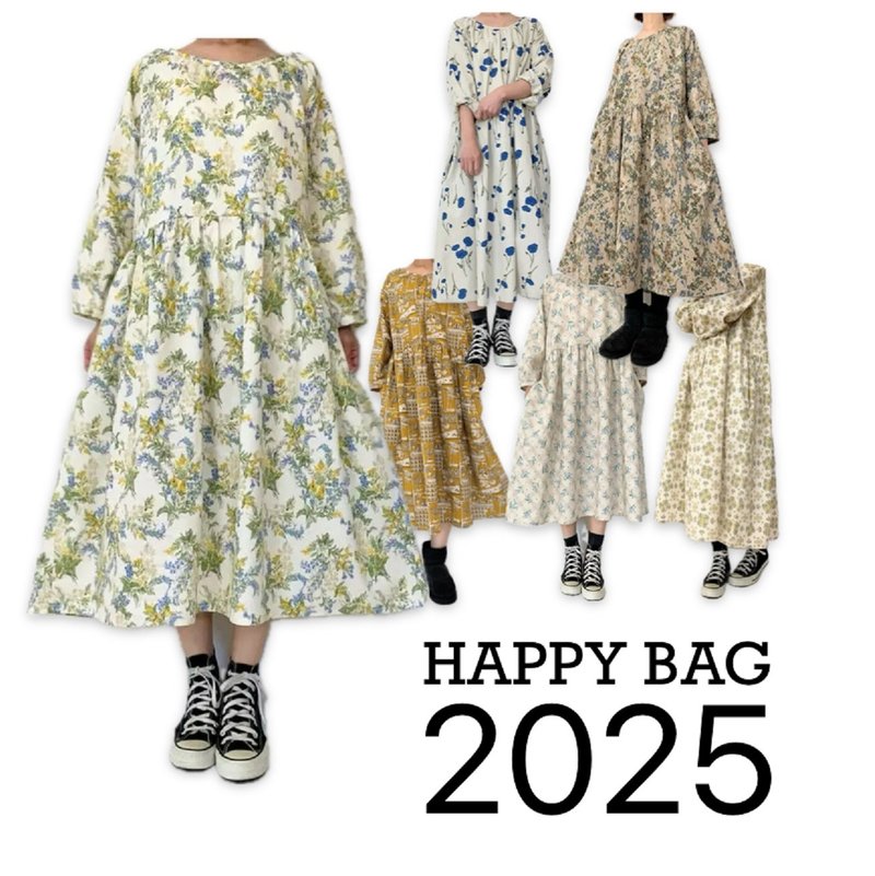 Lucky Bag Set of 3　long sleeve dress Made in japan - One Piece Dresses - Cotton & Hemp Multicolor