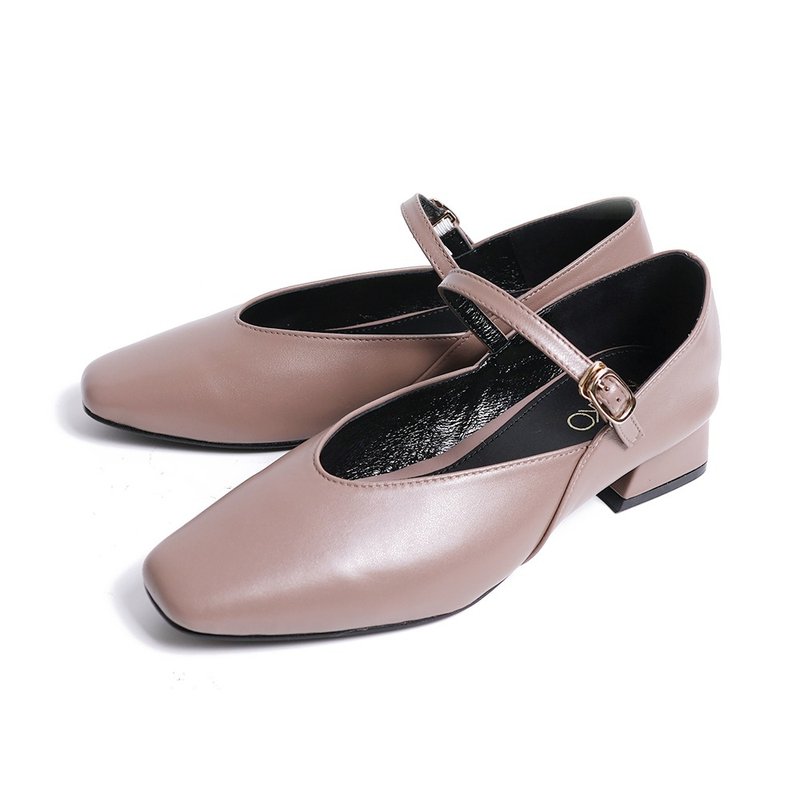 深V美型微寬楦柔軟瑪莉珍可可色 - 高跟鞋/跟鞋 - 真皮 卡其色