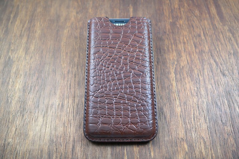 APEE leather handmade ~ plastic phone case ~ dinosaurs black brown ~ Samsung S8 + - เคส/ซองมือถือ - หนังแท้ สีนำ้ตาล