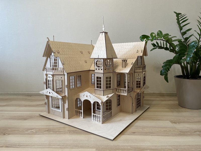 Fantasy Mansion Dollhouse | Wooden Mansion DIY Dollhouse kit - ของเล่นเด็ก - ไม้ 