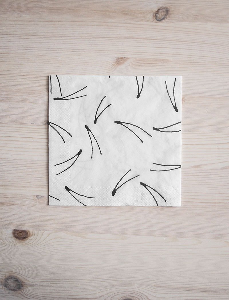 北歐設計師款 - 印花餐巾紙PAPER NAPKINS BARR, BLACK - 枱布/餐墊 - 紙 