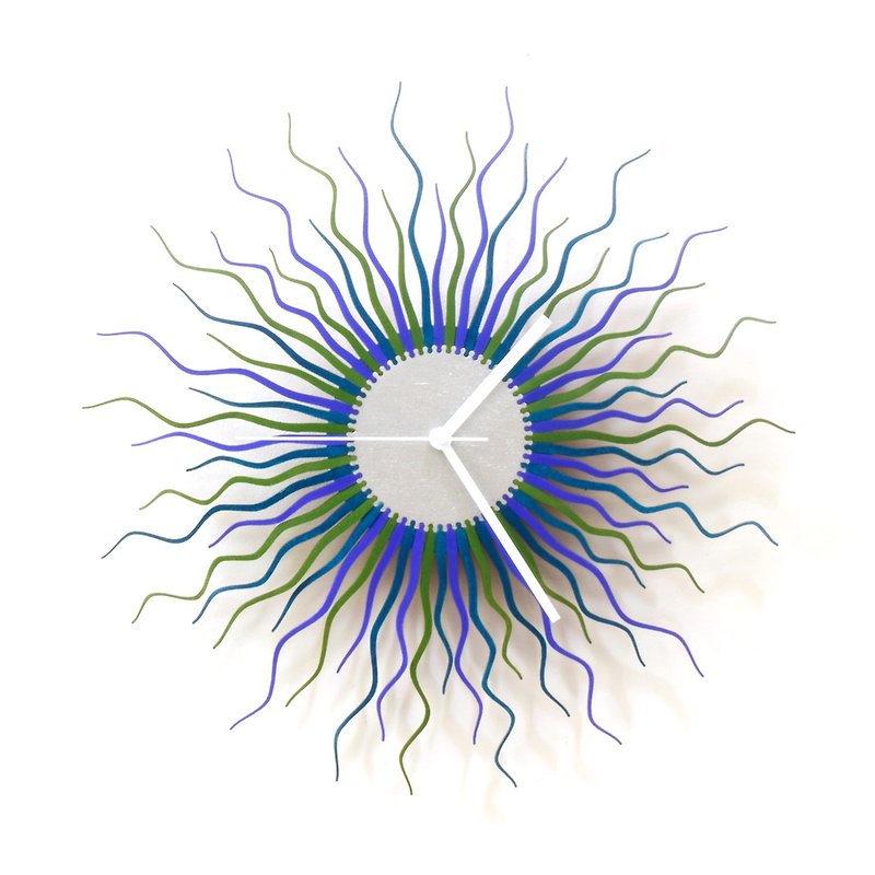 Medusa grapevine - organic sunburst wall clock with silent movement - Clocks - Wood Blue