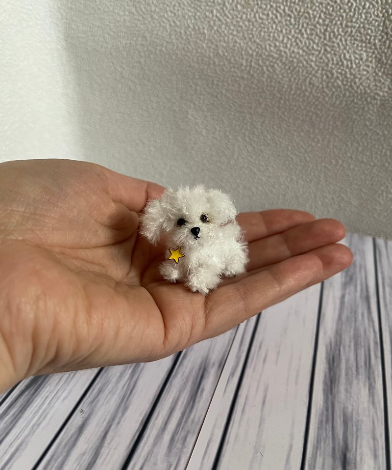 Miniature realistic maltese puppy ooak pet replica 1 to 6 scale toy - 編織/刺繡/羊毛氈/縫紉 - 繡線 白色