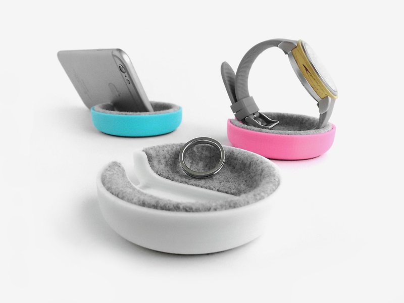 Unique multifunctional tray, Watch stand, Smartphone stand, Smart phone stand - Phone Stands & Dust Plugs - Wool White