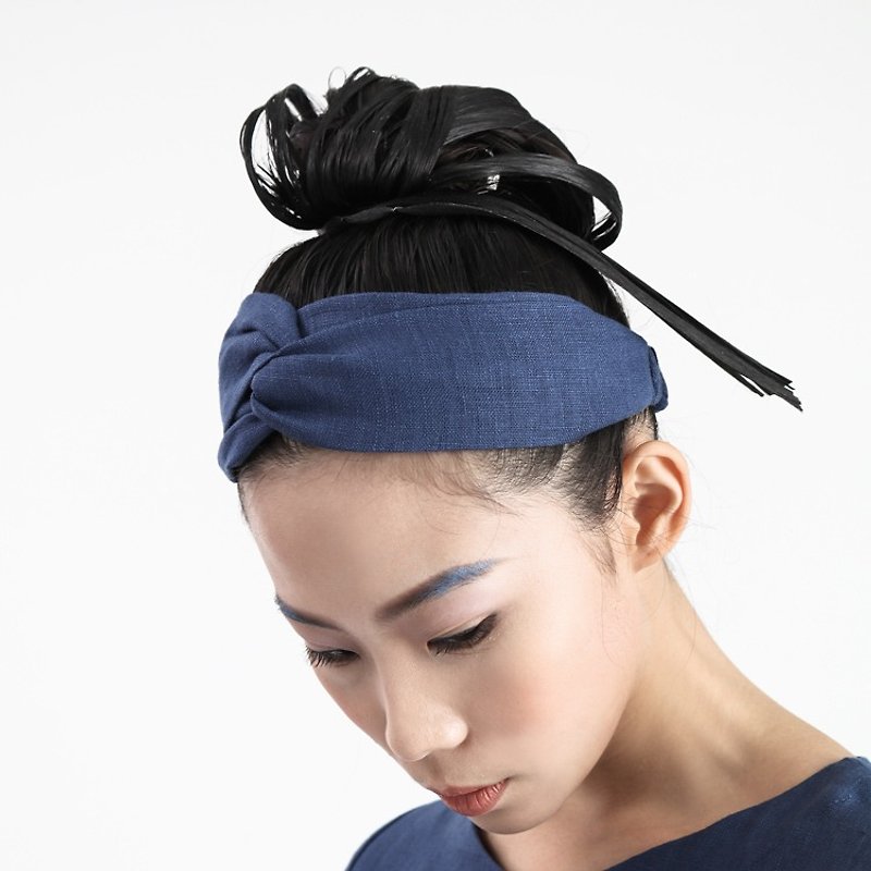 【Made-to-order】Hand made Headband - Hair Accessories - Cotton & Hemp Blue