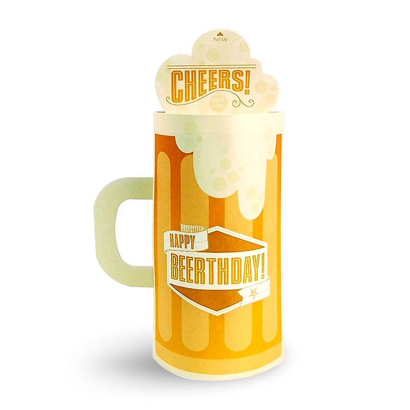 Sound Card - Cheers Beer [Hallmark-JP Japanese Stereo Card Birthday Wishes] - การ์ด/โปสการ์ด - กระดาษ สีส้ม