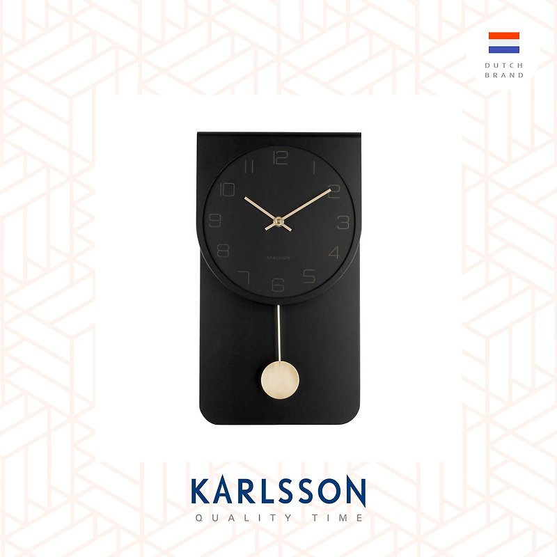 荷蘭Karlsson, Casa系列黑色搖擺掛鐘Wall clock Casa pendulum - 時鐘/鬧鐘 - 木頭 