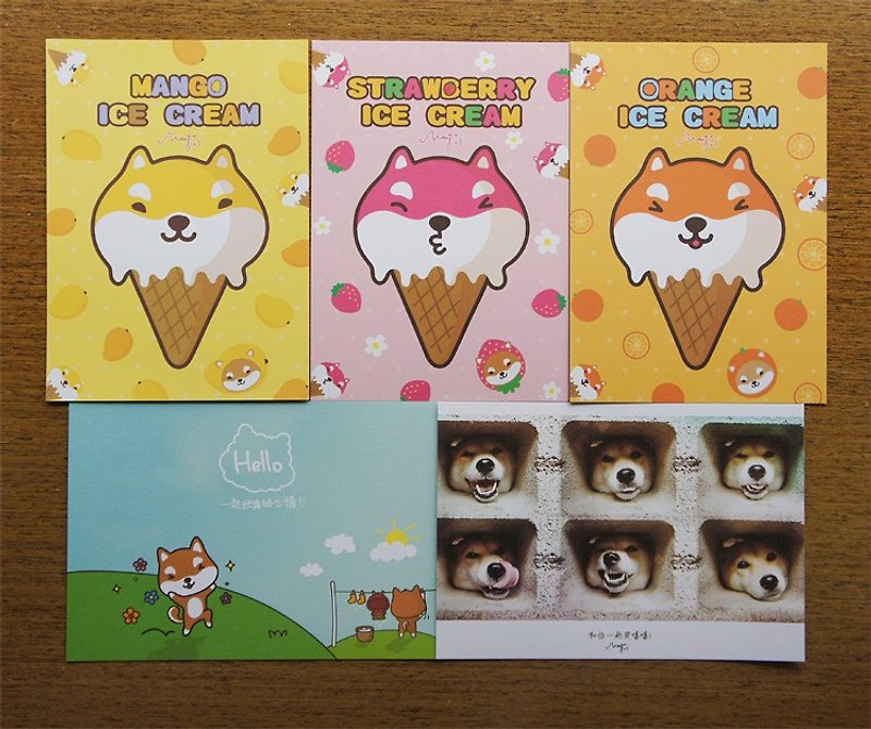 Mangogirl Shiba Inu postcard/choose four