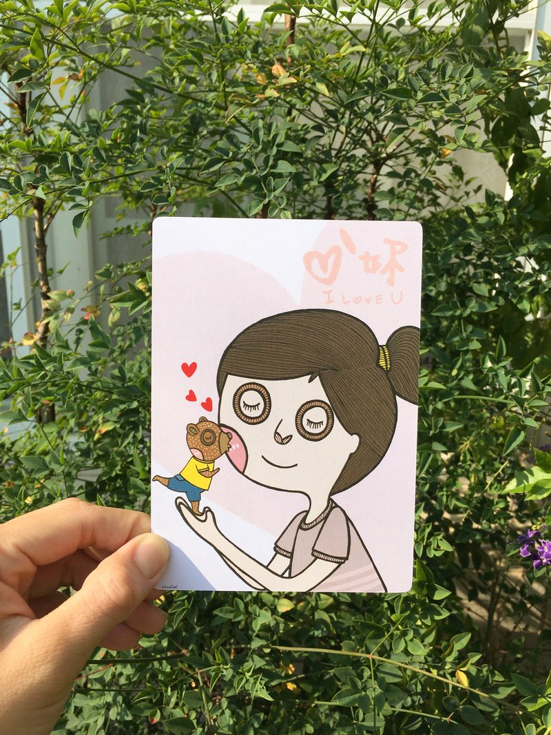 插畫手寫明信片- 媽  愛妳唷 - 卡片/明信片 - 紙 透明