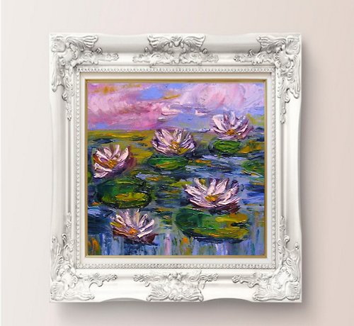 DCS-Art Water Lily Pond small oil painting Livingroom, kids room wall decoration