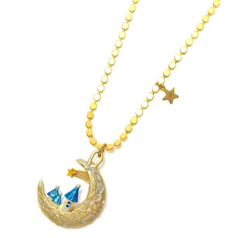 Castle in the Moon Necklace 月の城 / ネックレス NE376 - 項鍊 - 其他金屬 金色