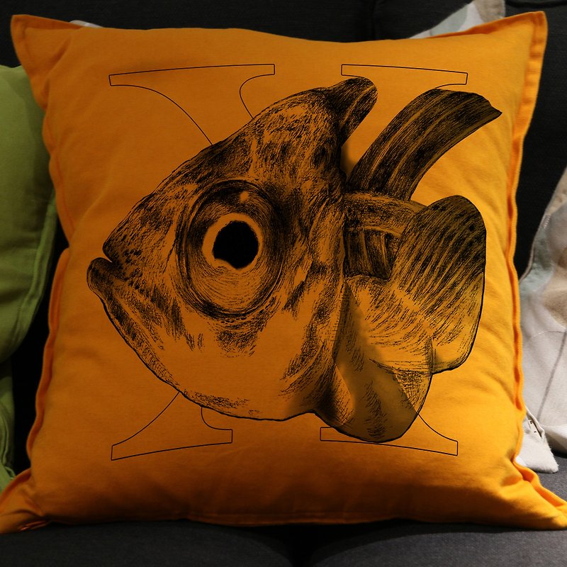 Xray fish Xray fish hand-painted letter pillow - Pillows & Cushions - Cotton & Hemp Multicolor