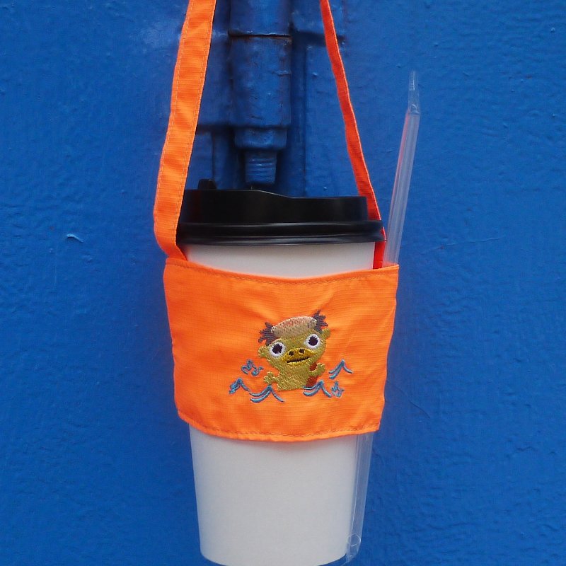 歩いて戻るカッパバッグは、英語名環境保護飲料バッグに刺繍することができます - ドリンクホルダー - 刺しゅう糸 