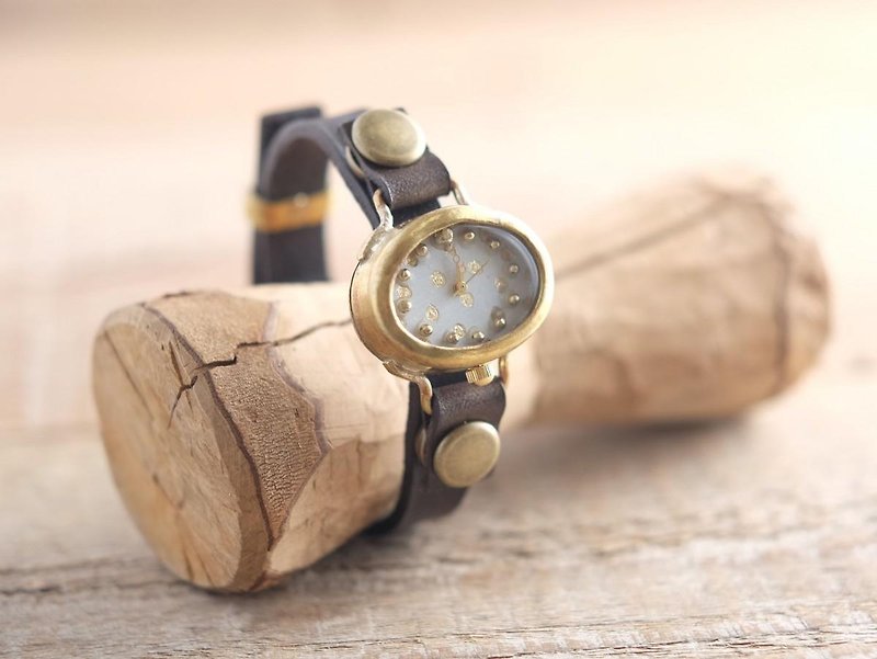 【受注生産】まるいゆらぎの時計 O dot white Y002 - 腕時計 - 金属 ゴールド