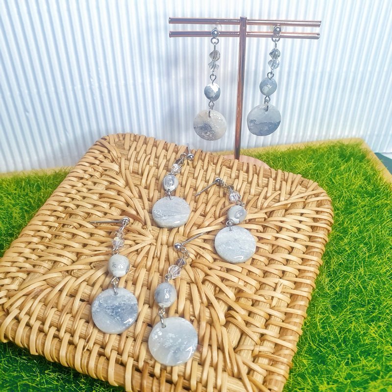 Looks like Stone but not | Ball + round style | Earrings/earrings - Earrings & Clip-ons - Pottery 