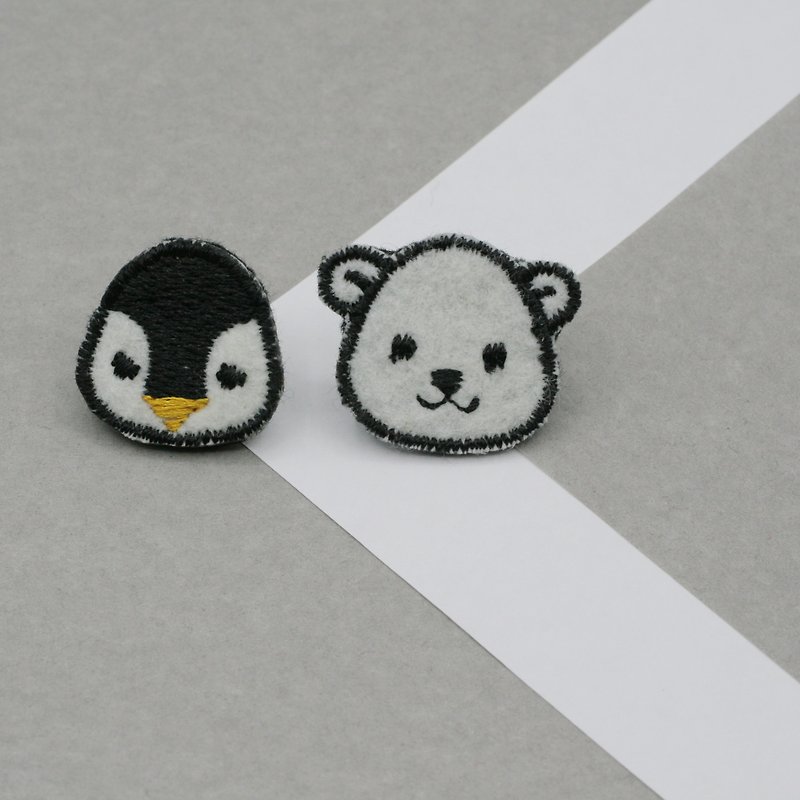 Arctic Set Iron Patch (Penguin and Polar bear, set of 2) - 編織/羊毛氈/布藝 - 繡線 白色