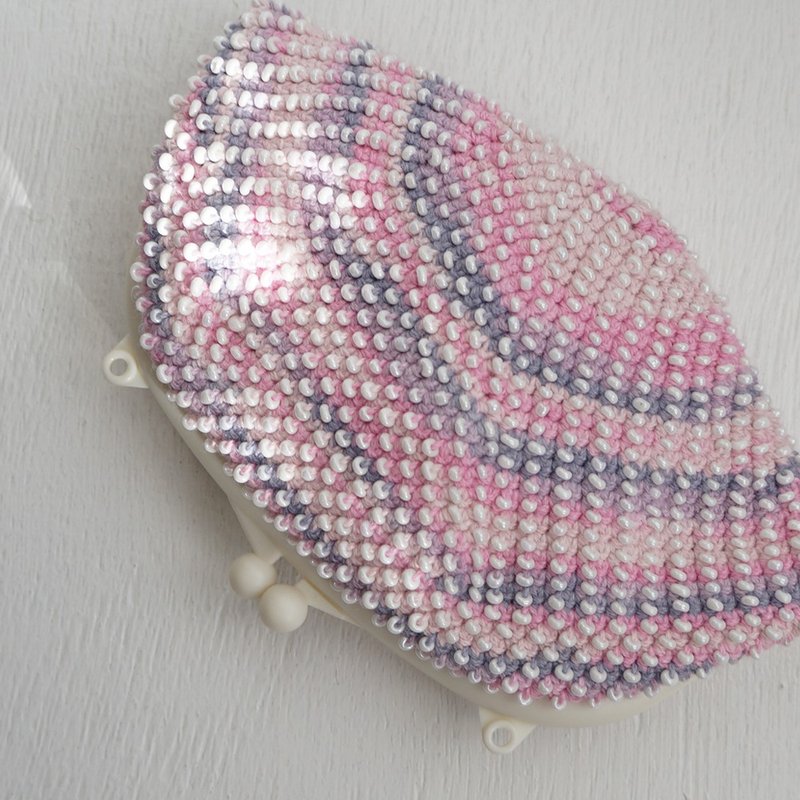Ba-ba (m) Skipping Stiches Beads crochet petit bag No.2088 - 化妝包/收納袋 - 其他材質 粉紅色