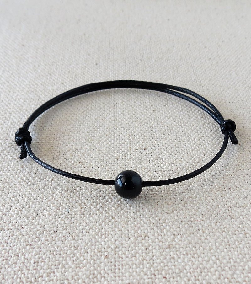 [Opium poppy ﹞ ﹝ love ‧] * chain fashion "lucky stone" black tourmaline Korea wax line bracelet ~ ~ [2] anti-villain - สร้อยข้อมือ - เครื่องเพชรพลอย 