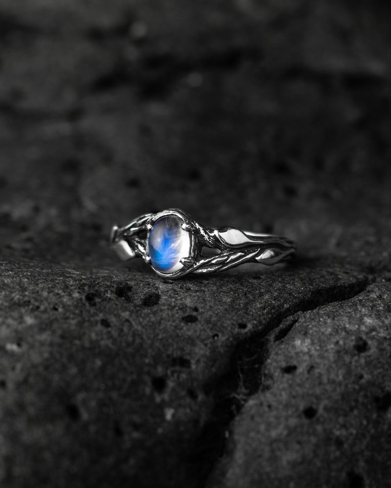 純銀 戒指 銀色 - Moonstone engagement ring Tiu |sterling silver engagement ring| promise ring