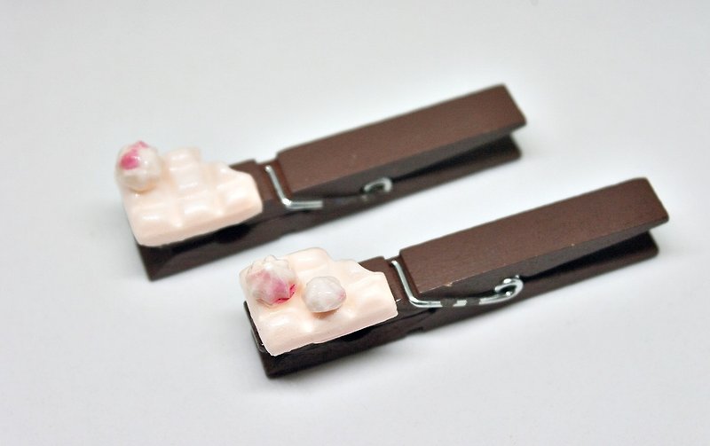 => Clay wooden folder-powdered chocolate (1 set) <can be changed magnet> #可愛#folder - Folders & Binders - Wood Pink