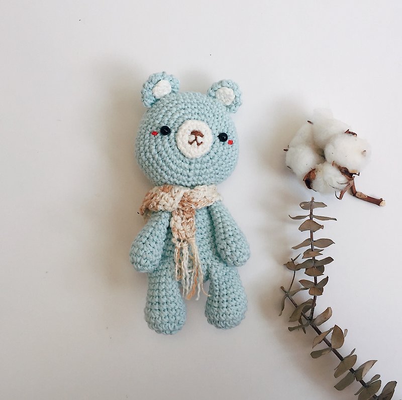 Crocheted Stuffed Toys - Blue Bear, amiguruimi, collection dream team. - 嬰幼兒玩具/毛公仔 - 棉．麻 藍色