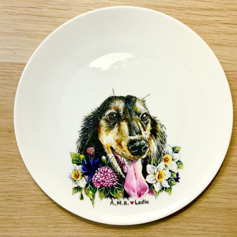 Miss Nian Customized 8-inch Plate: Maohaier Hydrangea Series - จานและถาด - เครื่องลายคราม 