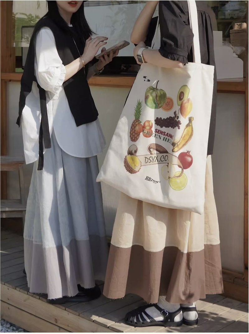 Summer vegetable dyed silk umbrella skirt mulberry silk double layer long gauze skirt - Skirts - Silk 