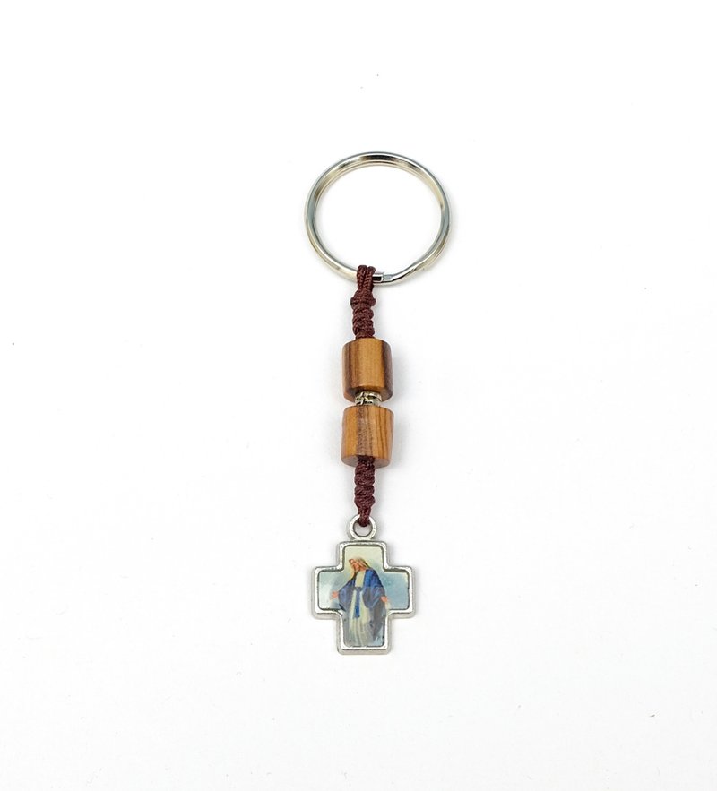 Catholic Stylish Keychain Immaculate Conception Cross - Keychains - Wood 