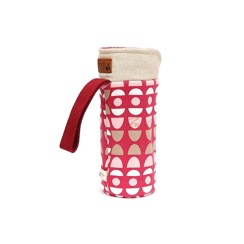 Insulation anti-collision water bottle bag - water jade maze - red water jade / exchanging gifts / graduation season - ถุงใส่กระติกนำ้ - ผ้าฝ้าย/ผ้าลินิน สีแดง