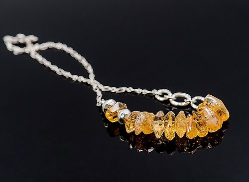 LUMOS 手工輕珠寶 璀璨年華- 天然原礦黃水晶純銀項鍊