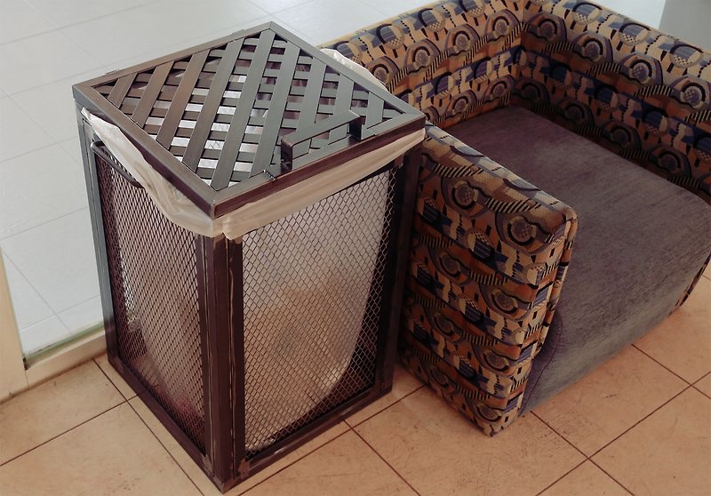 Industrial style customization_Iron mesh storage bucket/trash can/laundry basket/installation art - อื่นๆ - โลหะ สีเทา