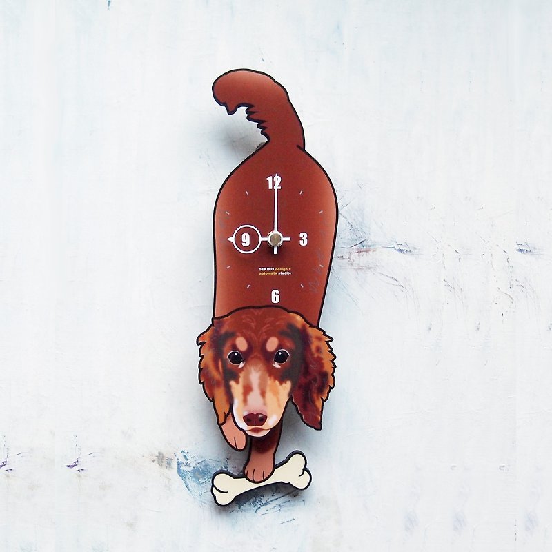 D-60 腊肠犬 - 動物造型鐘擺鐘 - 時鐘/鬧鐘 - 木頭 