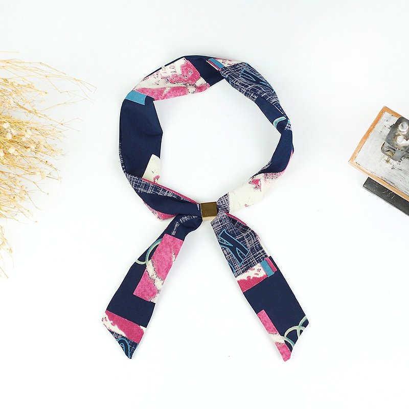 Handmade Hairband Headband scarves scarf - ผ้าพันคอ - ผ้าไหม สีน้ำเงิน
