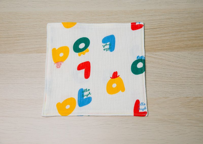 Colorful letter square handkerchief/kindergarten handkerchief holder/children's handkerchief/saliva towel/handmade handkerchief - Bibs - Cotton & Hemp Multicolor