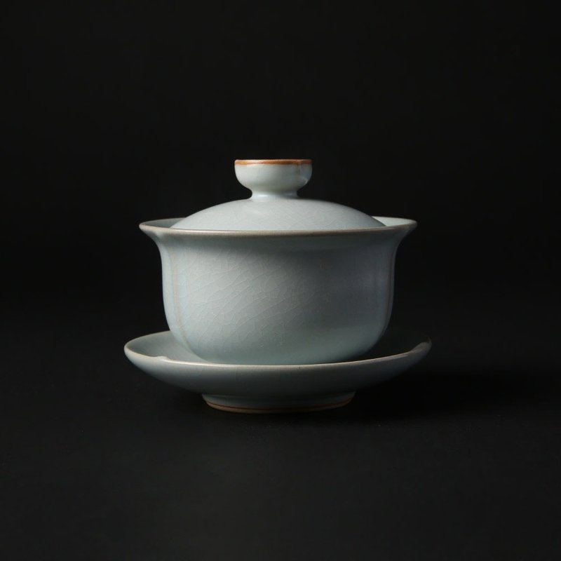 [Lu Bao LOHAS] Ru Kiln Zen Enlightenment Covered Bowl, Song Dynasty Aesthetic Classic - Teapots & Teacups - Pottery 